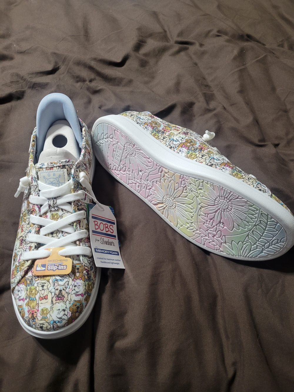 BOBS from Skechers Dog Print Slip-On Sneakers - White Multi - Picture 3 of 3
